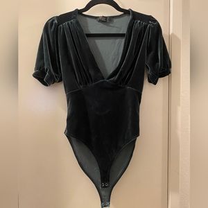 Forever 21 contemporary green velvet bodysuit